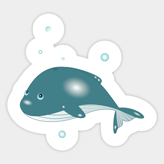 Balaenopteridae whale gray Sticker by EvaMok88